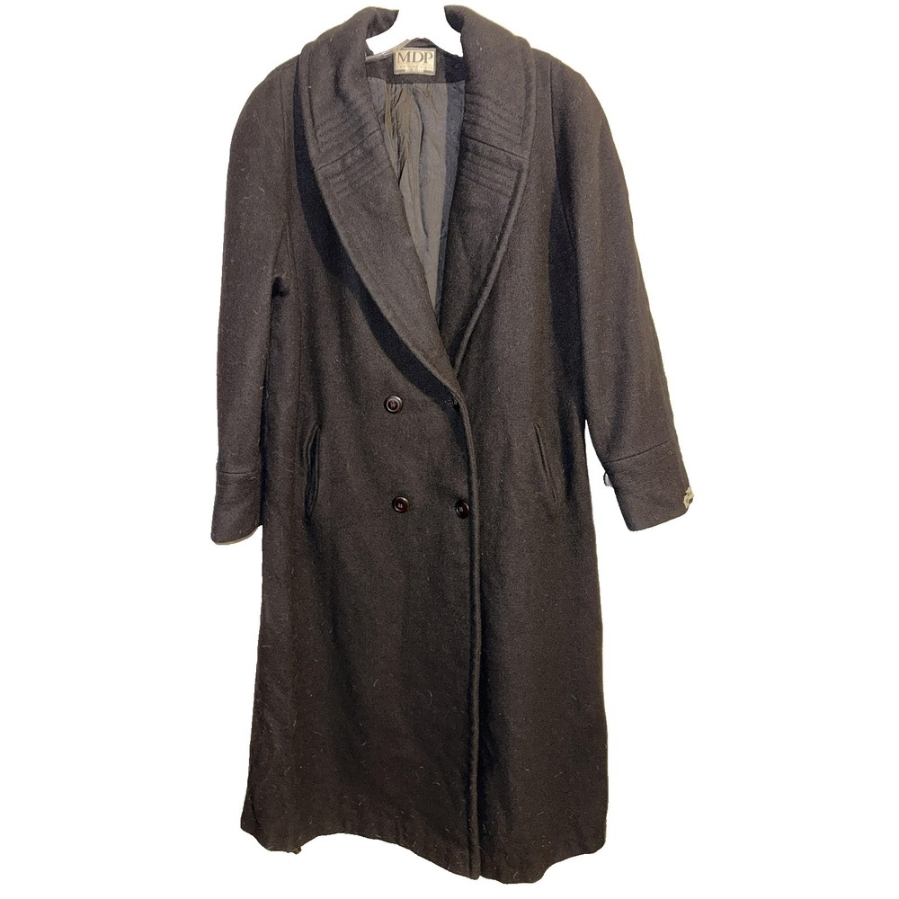 Mario De Pinto Coat Womens XL Gray Wool Long Overcoat Shawl Collar Lined Buttons